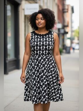 Per Una Linen Dress from Marks & Spencer Size 18 Like New Fully-Lined Polka Dot